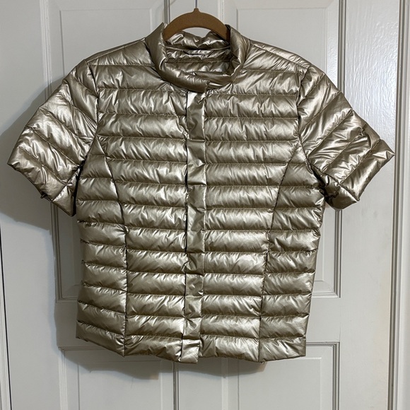 J. McLaughlin Short-sleeve Gold Puffer Jacket - Picture 2 of 8